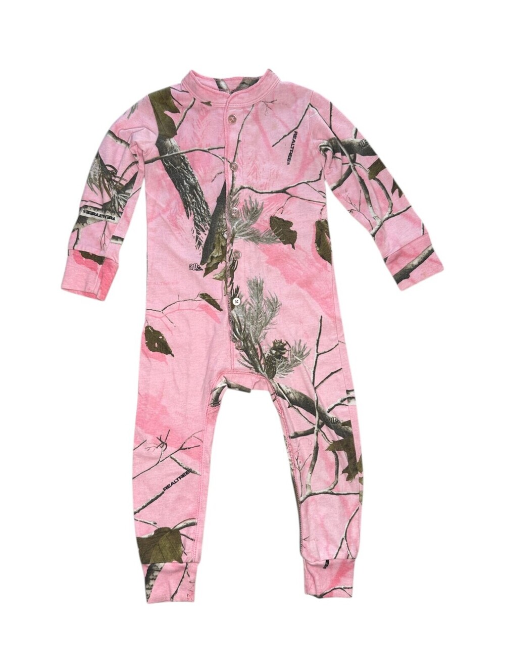 Bass Pro Shops Pink Realtree Camouflage Girls' One-Piece Pajamas 2T